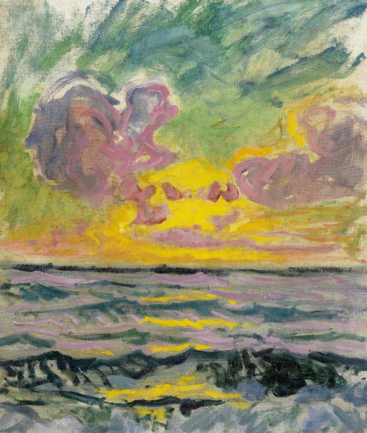 Vista sul mare con il tramonto